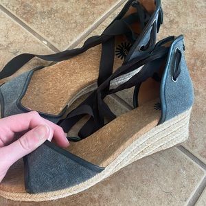 UGG Black and Gray Espadrille Wedges
